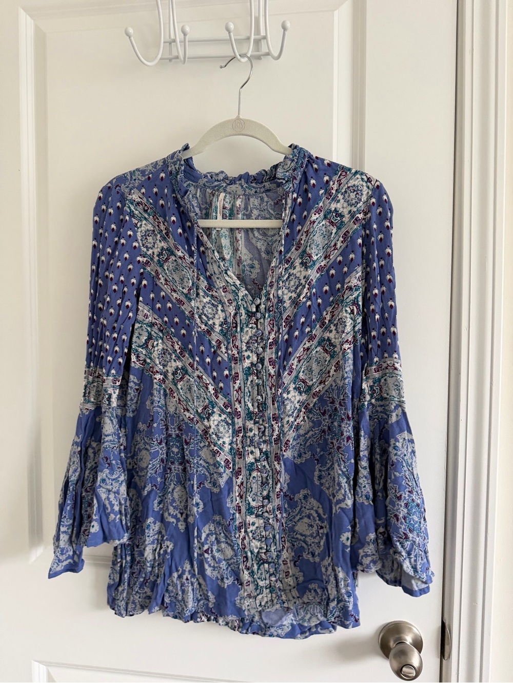 Free People Blue Paisley Peasant Tunic